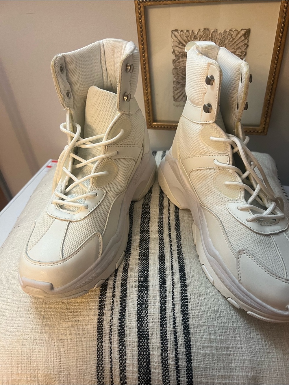 Chunky High-Top Sneakers in Off-White